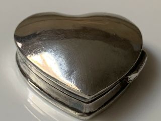 Vintage Hallmarked Sterling Silver Heart Shapped Pill/trinket Box