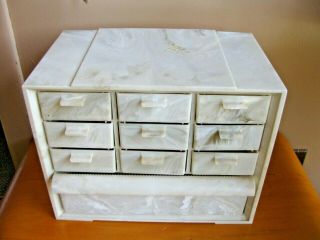 Vintage Akro - Mils Cabinets 10 Drawer Marbled Plastic Storage Cabinet Akron Ohio