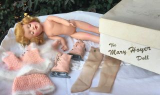 Vintage 14 " Mary Hoyer Doll Saran Wig W/box & Bunny Outfit To Restring