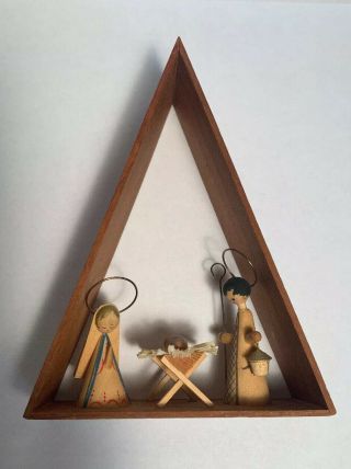 Vintage Erzgebirge Nativity Miniature German Wood Christmas Pyramid