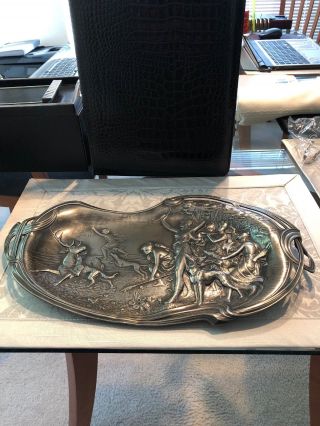 Wmf Art Nouveau Hunting Society Of Diana Silver Plated Tray Bowl Model 250 1906