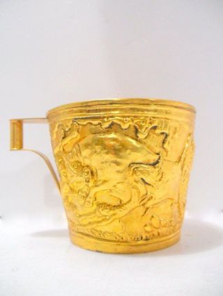 Vintage Ilias Lalaounis Greek Silver 900 Gilded Large Cup/beaker