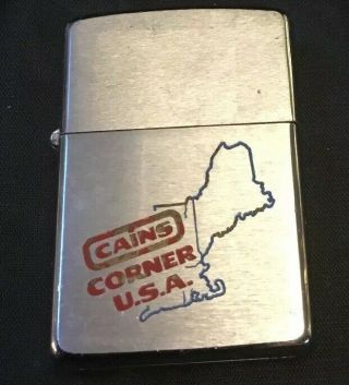 Vintage 1973 Zippo Lighter Cain’s Corner U.  S.  A.  Nr