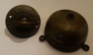 Vintage/antique Brass Door Bell Turn To Ring Architectural Collectible