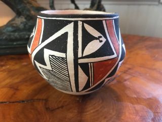 Lucy M.  Lewis Antique Museum Quality Rare Acoma Pueblo Nm Pot Pottery 3.  5x4”