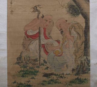 Chinese Old Ding Guanpeng Scroll Painting Two Buddhas 80.  31” 3