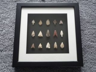 Neolithic Arrowheads In 3d Picture Frame,  Authentic Artifacts 4000bc (o015)