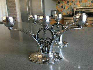 Candelabra: Matched Pair,  Sterling Silver By C.  C.  Hermann,  Denmark