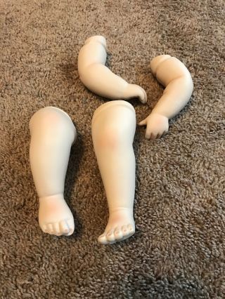 Vintage Porcelain Chubby Doll Baby Doll Arms 4 1/2” & Legs 5 3/4” Set Parts