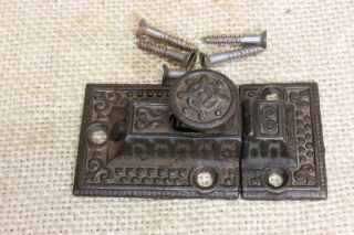 Old Cabinet Catch Cupboard Latch Rustic 2 5/8” Beaded Edge Vintage 1880’s Iron