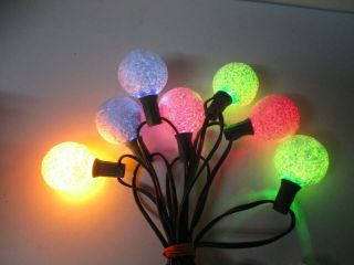 7 Vintage Ge General Electric C - 7 Snowball Christmas Lights On A Cord 2