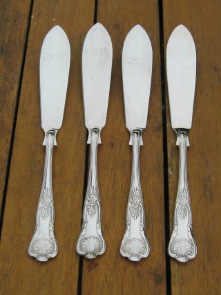 Vintage Fish Knives Kings Pattern Silver Plated To Clear
