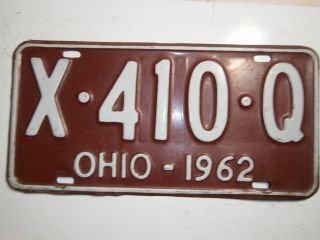 1962 Ohio License Plate Number X 410 Q