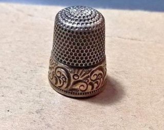 Antique/Vintage Sterling Silver Kethcam and McDougal 1880 Thimble Gold Band? 2