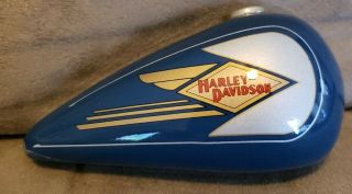 Harley Davidson Collectible Tank Christmas Ornament Blue And Beige Vintage Look