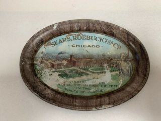 Vintage Sears Roebuck And Co Advertising Tin Change Tip Tray Chicago Il (a4)