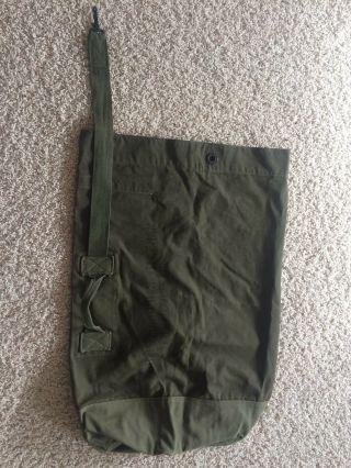 Vintage Vietnam War U.  S.  Army Barrack Laundry Duffle Bag Olive Drab Stenciling