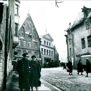 Vintage Photograph Of A Street In The Old Part Of Tallinn