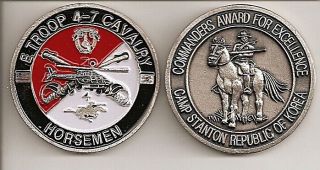 Challenge Coin Us Army E Troop 4th Squadron 7th Us Cavalry 2nd Id Vintage