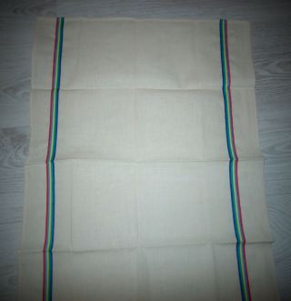 Set Of 6 French Antique Striped Metis Linen Tea Towels / Torchons