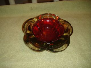 Ruby Red Glass Ashtray - Double Glass Ashtray - Thick Glass - Art Glass - Look