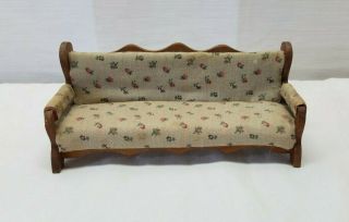 Vintage Dollhouse Furniture Wood Wooden Reevesline Sofa Couch Miniature Toy 6.  5 "