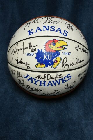 1996 - 97 Official Kansas Jayhawks Autographed Signed Basketball Ku Rare