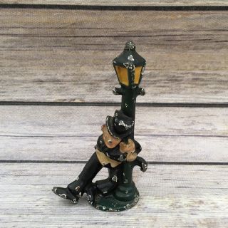 Vintage Cast Iron Drunk Man Hugging Lamp Post Figurine