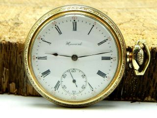 Antique 1908 E.  Howard 16 Size 14k Gold Filled Pocket Watch 17 Jewel Grade 3