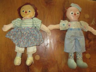 Rare Vintage Raggedy Ann And Raggedy Andy Mollye Goldman Pair/dolls 1934 - 37