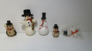 Vintage Grouping Of 5 Christmas Snowmen Putz Spun And Others