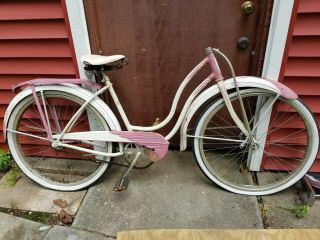 Vintage Schwinn Bike 26 " Fenders - White Pink Starlet Hollywood Cruiser Bicycle