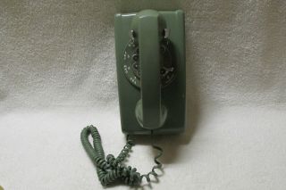 Vintage Bell System,  Western Electric Green Rotary Wall Mount Telephone 554bmp