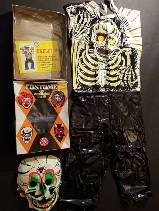 Vintage 1972 Ben Cooper Skeleton Halloween Costume Medium Child