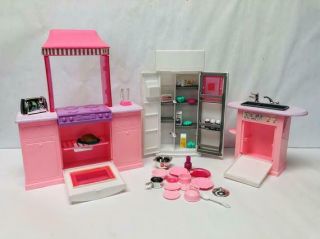 Vintage Barbie Furniture,  Folding Pretty House,  Kitchen Set,  With Miniature Food