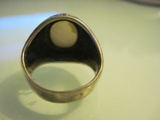 Men ' s vintage Sterling Silver bikers Ring with Mother of Pearl 3