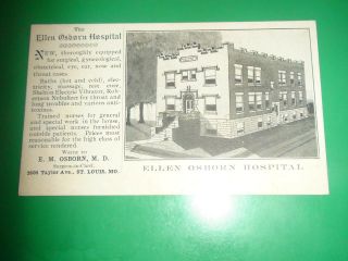 Zu504 Rare Vintage Postcard The Ellen Osborn Hospital Taylor Ave St.  Louis Mo