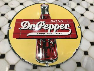 Vintage Dr.  Pepper Porcelain Sign Gas Station Soda Fountain Pepsi Mountain Dew