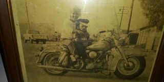 Vintage Framed Harley Davidson Photograph Midget And Lady 11.  5 " X9.  5 "