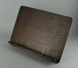 Antique Wooden Oak Tabletop Book Rest Lectern Stand Adjustable Brass Support
