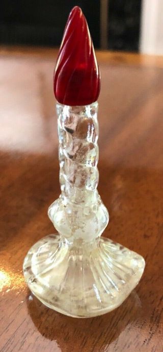 Vintage Glass Schiaparelli Sleeping Perfume Bottle W/ Ruby Red Stopper