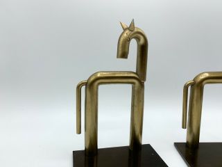 Walter Von Nessen Art Deco 1930s Moderne Bronze Horse Bookends Mid Century 2