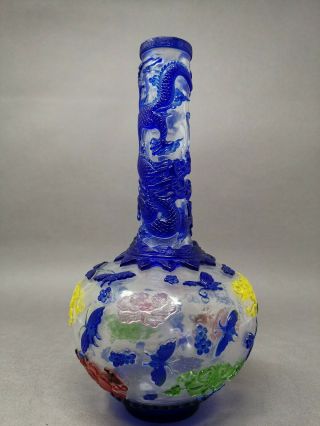 Beverly Hill Old Estate Chinese Qianlong Marked Peking Glass Vase Asian China 2