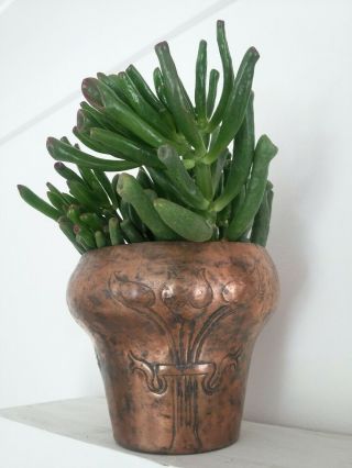 W Soutter Sons 1890s / 1900s Art Nouveau Copper Pot Jardinere Planter Antique