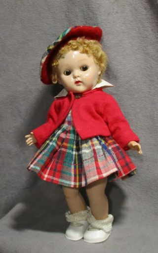 Vintage Clothes For Vogue Ginny Doll - 1952 Red Plaid Outfit