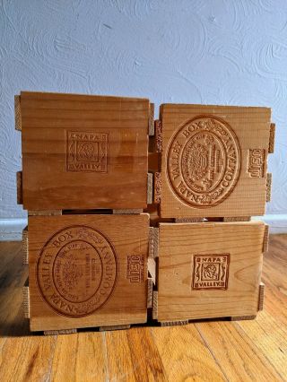 (4) Vintage Wood Napa Valley Box Crates Cd Rack Holder Storage Unit