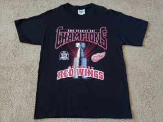 Vtg Lee Sports 1997 Detroit Red Wings Stanley Cup T Shirt W/player Names Large