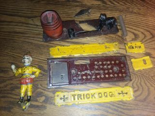 Antique 1888 Trick Dog Cast Iron Mechanical Bank Parts Paint Hubley Toy