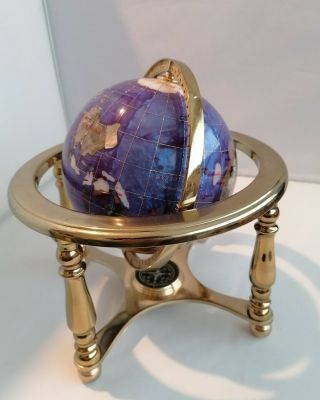 Gemstone Globe Set With Semi Precious Stones 9 "