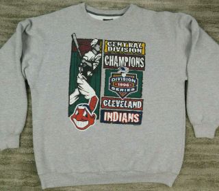 Vintage Starter Mlb Cleveland Indians Sweatshirt Men Xl Division Champions 1996
